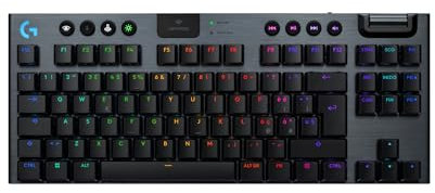 Logitech G G915 X LIGHTSPEED TKL Tastiera gaming wireless a profilo ribassato, copritasti in PBT bicomponente, tasti completamente programmabili, GL Blue Clicky - PC/Mac, US INTL Layout - Nero