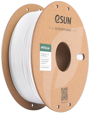 eSUN PETG Filament 1.75mm, hohe Zähigkeit PETG Filament, 1KG Spule (2.2 LBS) 3D-Druck Filament für 3D-Drucker, Einfarbig Weiß