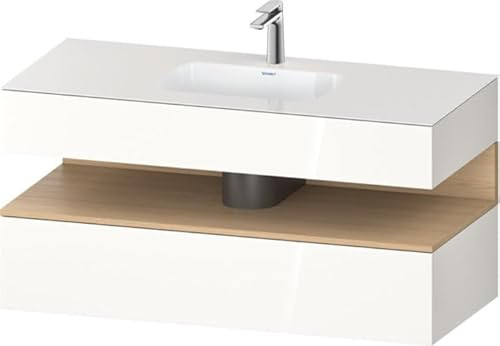 Duravit Qatego lavabo encastrado con base de lavabo consola, 1200x550x600mm, nicho roble natural, QA4787030, Color: Blanco
