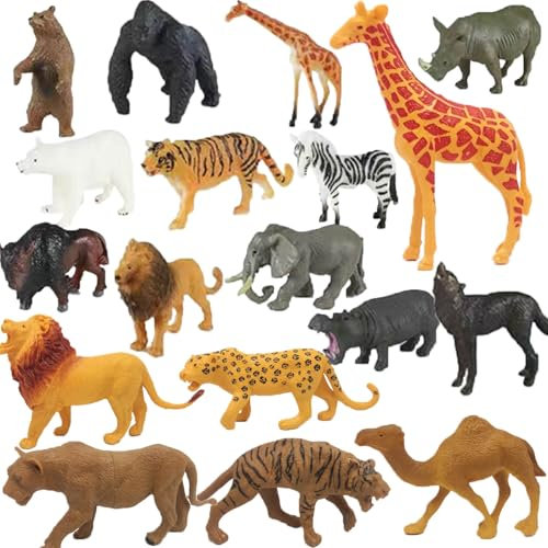Aszaui 18 Stück Tiere Figuren für Kinder,Tierfiguren Wald Spielfiguren Tiere Set Mini Figuren Waldtiere Spielzeug,Mini-Tiere Zoo Bauernhof Dschungel Wild, Osterei, Weihnachten, Deko Cupcake Topper