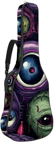 Bassgitarrentasche mit Art Halloween Augäpfeln 86, Akustikgitarrentasche 101,6 cm E-Gitarrenkoffer, wasserdichte Oxford E-Gitarre Gigbag für akustische klassische Gitarre, Ukulele,