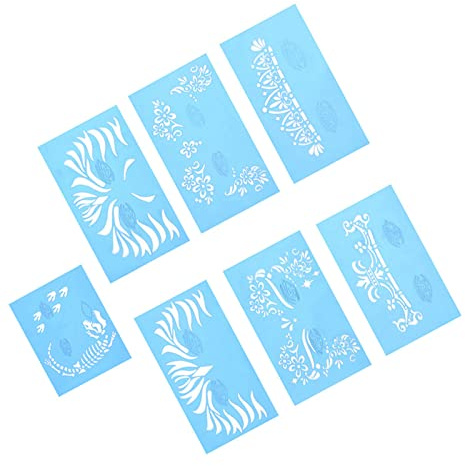 WPKD BLUEIY Face Paint Schablone, 7 Stück Gesichtsbemalungs Schablonen Set, Körperbemalungsschablone Blumen Krone Skelett Knochen, Gesichts Makeup Werkzeuge für Weihnachten, Halloween, Party