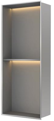 Nischenregal für Badezimmer, Dusche, mit LED-Licht, wasserdicht, Edelstahl, Wandeinsatz, Aufbewahrungs-Caddy (grau, 70 x 28 x 12,5 cm)