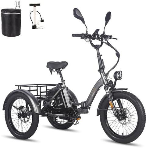 Fafrees Triciclo eléctrico F20 Mate 48 V 21 Ah homologado [triciclo oficial para adultos 65 N.m, bicicleta eléctrica plegable de 20 pulgadas, bicicleta eléctrica de 180 kg, bicicleta Fatbike Ebike