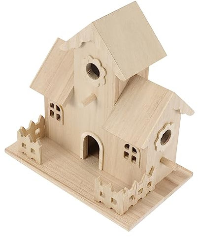 POPETPOP Nichoir en Bois Décoratif Nid D'oiseau en Bois Massif Taille Moyenne pour Jardin Maison Nichoir pour Oiseaux Petits Animaux