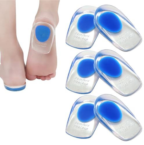 3Pairs Gel Heel Pads for Plantar Fasciitis,Silicone Heel Pads for Heel Pain Relief,Bone Spurs & Achilles Pain,Gel Heel Cups,Heel Cushion Pads,Medical Grade Cushion Inserts for Men & Women