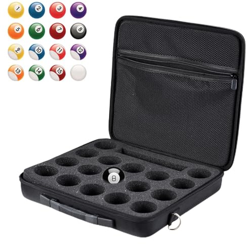 Schwarze Billardkugeltasche für 17 Kugeln mit Plastikgriff und ausziehbarem Gurtband ideal für Reisen Pool Billardhallen Ligen