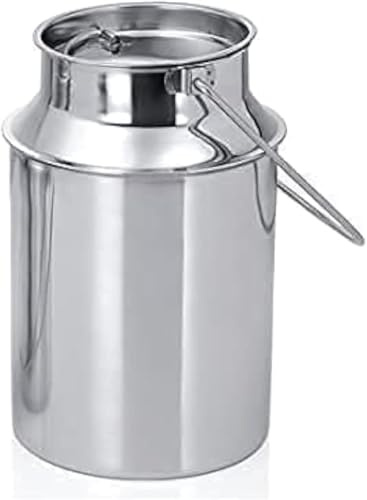 Stainless Steel Silver Color Milk Can, Ghee Pot Oil Canister Container Buttermilk Storage Jar With Lid - Capacity: 2 Liter Ghee, Oil, Buttermilk