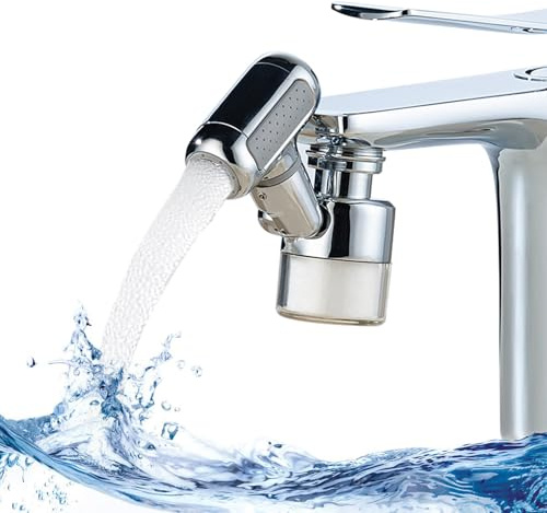 Wasserhahn Verlängerung, 360 Grad und 4 Einstellbare Modi Wasserhahn Aufsatz Schwenkbar, Perlatoren für Wasserhähne Küche und Wasserhähne Bad
