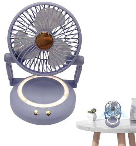 Ventilateur de Bureau - Ventilateur Silencieux Portable Rafraîchissant pour Bureau - Rafraîchisseur d'Air Pliable Rechargeable avec Éclairage LED, Gadgets Oscillants pour Voyage Extérieur et Maison