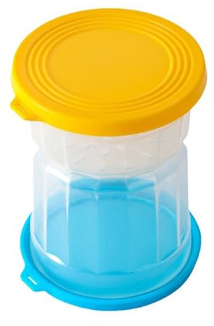 Barattolo sottaceto con separatore, barattolo di lancio del design a clessidra per olive, contenitore per alimenti a prova di perdite per separazione a secco bagnato (Mix blu giallo)