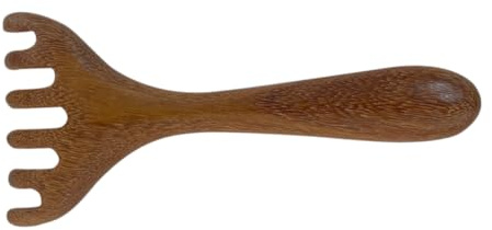 Holz Kopfhautmassagekamm mit Breiten Zinken für Büro und Reise | Kaffeebraune Ausführung, Tragbares Format, Geeignet für Tägliche Anwendung im Alltag