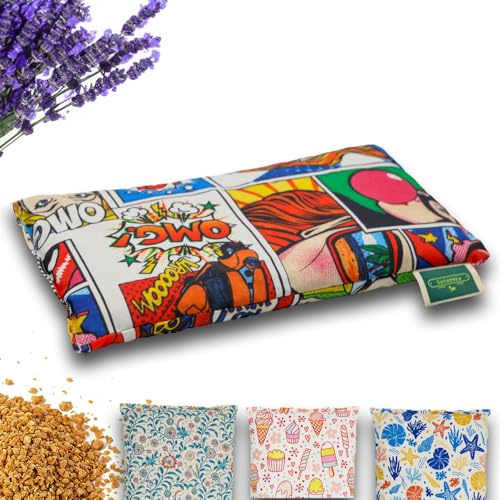 Saco Semillas Microondas - 28x15cm Semillas y Lavanda, 100% Algodón - Saco de Semillas para Microondas - Bolsa térmica Calor y Frío (Cómic)