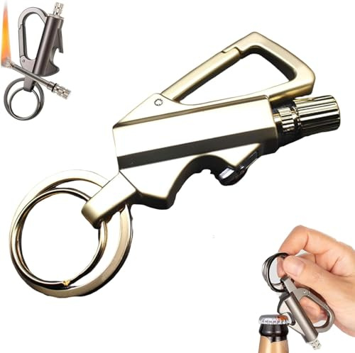 Accendino con fiammifero permanente, portachiavi accendino, apribottiglie 3 in 1, impermeabile, fiammifero, avviatore di emergenza all'aperto