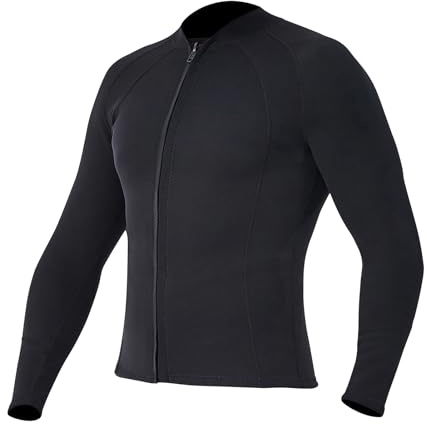 Walmeck Haut de plongée en néoprène de 2 mm pour homme et femme avec fermeture éclair sur le devant, veste à manches longues pour la plongée avec tuba, la plongée sous-marine, le surf, les sports