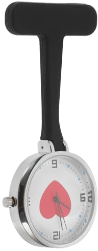 ibasenice Taschenuhr Schwarz mit Clip, Quarzwerk, Silikon, Krankenschwester | Minimalistisches Herzdesign, Präzise Zeitanzeige, Pflegeleicht, für Gesundheitsfachkräfte und Alltag