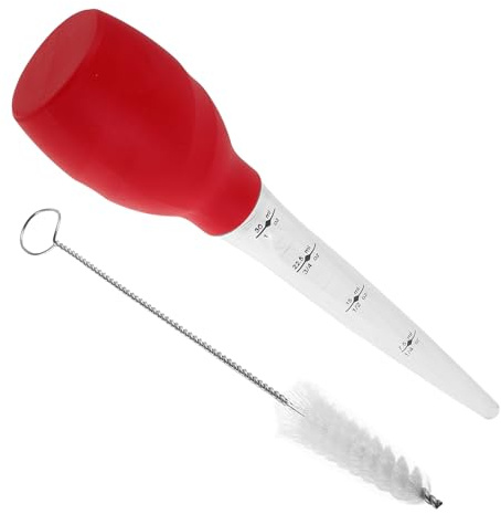 VALICLUD Tubo per Tacchino Piccolo in Silicone con Spazzola Integrata per Pulizia Spruzzatore Liquido per Ungere e Marinare Carni per Barbecue e Cottura al Forno