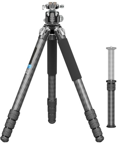 Trépied Monopode 2 en 1 Robuste en Fiber de Carbone, Compatible avec GX9, Tube de 40mm avec tête sphérique for téléobjectif, Charge de 40kg(Ball Head and Column)