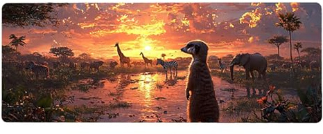 Large Mouse Mat, 30x60cmx3mm, Gaming Mouse Pad, Rubber Base, Stitched Edges, Water Resistant Easy Clean, For All Types, Extend Desktop Protection, Office Men's Gifts, Mongoose Animals D1YY-861