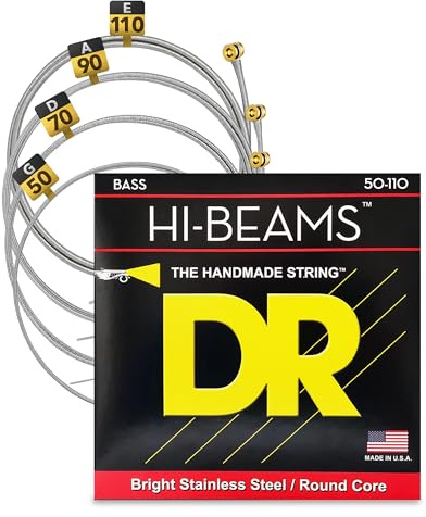 DR Strings Hi-Beam MLR-45 – E-Bass Light to Medium 45-100 | Round Core, Edelstahl, Brillanter Klang, Viel Sustain, Made in USA