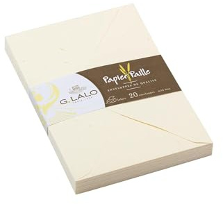 Clairefontaine Lalo 23616L - Un paquet de 20 enveloppes gommées 11,4x16,2 cm 120g, papier Paille, Crème