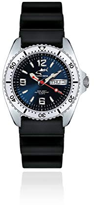 CHRIS BENZ ONE Medium 200M Taucheruhr mit Kautschukband, Tiefseeblau, silberne Lünette