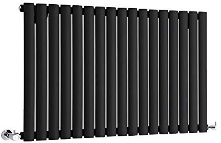 Milano Aruba Black Horizontal Single Oval Panel Radiator - 635mm x 826mm