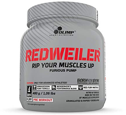 Olimp Redweiler | Pre Workout Booster | Muskelpumpe | L-Arginin | Beta-Alanin | Orange Geschmack, 2750, 480 g