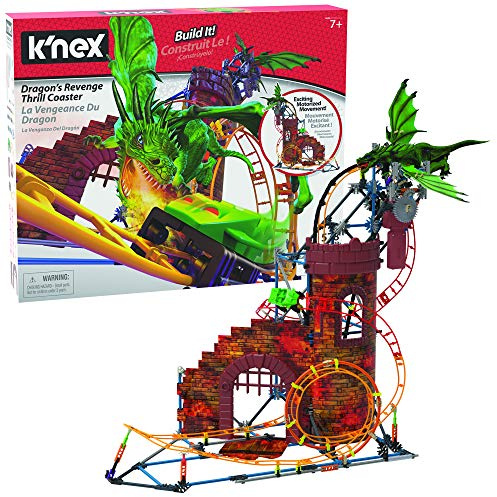 Basic Fun K'Nex 34043 Rides Dragon's Revenge Nervenkitzel Achterbahn Bauset, Mehrfarbig