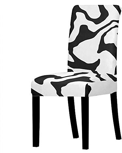 QHDXL Stuhlhussen 2er Set Weißer Schwarzer Leopardenmuster Stuhlhusse Universal Stuhlkissen Stretch Hussen für Stühle Elasthan Stuhlüberzug Hocker Stuhlbezug Dekor Stuhl Hussen Bezug Pflegeleicht