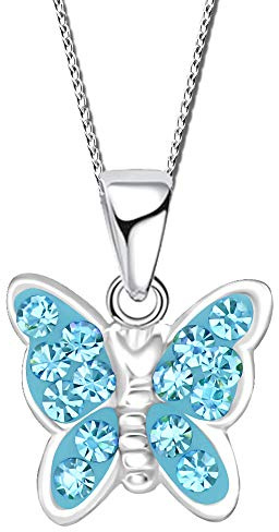Mädchen Kinder Halskette echt 925 Sterling Silber Zirkonia Schmetterling