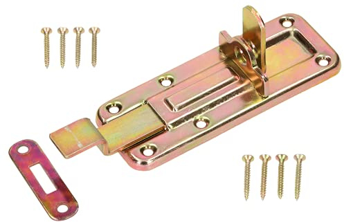 KOTARBAU® Schlossriegel gekröpft 120mm mit Schließblech für Türen Galvanisch Gelb Verzinkt Universal