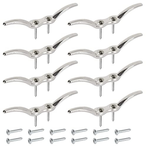 APACALI PCS Metal Rope Cleats Boat Cleat 4-1/2 Inch Boat Flagpole Cleat Hook, Boat Deck Dock Cleats with 16 Mounting Screws for Fixed Rope or Home Decor (Blinds Hook Curtains Sun Shade Ropes)
