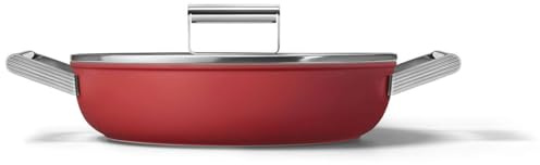 Smeg CKFD2811RDM Poêle à frire en aluminium avec couvercle Rouge 28 cm