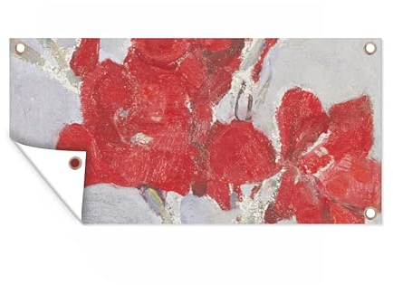 MuchoWow Outdoor-Poster Poster Wanddeko draußen Deko Garten Gartenposter 80x40 cm Rote Gladiolen - Piet Mondrian