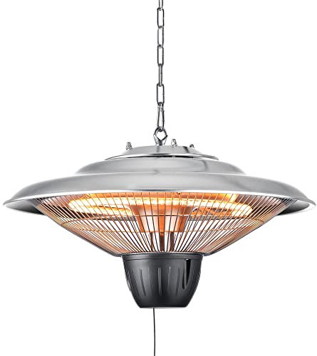 Litecraft 1500 Watt Outdoor Ceiling Pendant Garden Radiant Patio Heater - Silver