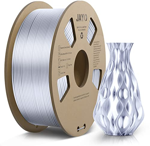 JAYO PLA Silk Filament 1.75mm, Shiny PLA 3D Drucker Filament, 1.1kg Spulen, Neatly Wound Filament, Maßgenauigkeit +/- 0.02, Silk PLA Silber