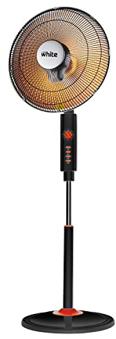 White - Stufa al carbonio alogena elettrica a basso consumo con elevata efficienza energetica, termoventilatore da bagno con struttura a parabola e filamento di carbonio, 1000 Watt, 42 x 35 x 35 cm