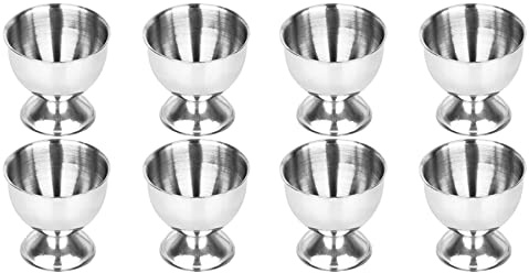 Oikabio Lot de 8 coquetiers en acier inoxydable avec porte-outils Argenté