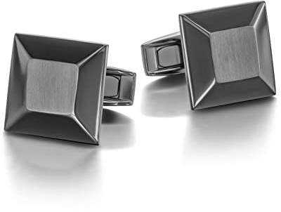 Colibri Zephyr Manschettenknöpfe für Herren – polierter Gunmetal/Stahl – Designer-Manschettenknöpfe mit drehbarem Walschwanz-Verschluss – Geschenkbox