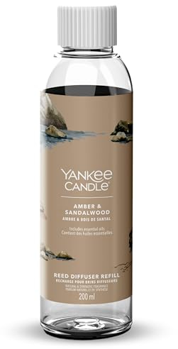 Yankee Candle Signature Diffusore a bastoncini Ricarica | Ambra & Sandalo | 200 ml | Fino a 20 settimane di fragranza | Un regalo perfetto per una donna