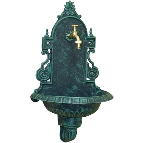 MetallWeb® Gartenbrunnen, Wandbrunnen Verona, in unterschiedlichen Farben (Schwarz - Patina Grün)