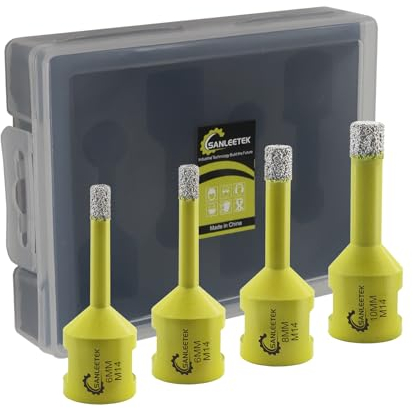 Punte per Trapano Diamantate 4pezzi 6/6/8/10mm Fresa Diamantata per Piastrelle di Ceramica Porcellana Marmo Granito con M14 Filettatura SANLEETEK