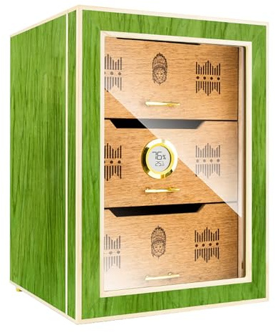 Cxlly Cigar Humidor Cabinet 3 Layer,Storage 100-150 Counts, Large Spanish Cedar Wooden Cabinet Contain Humidifier & 3 Drawers,Digital Hygrometer,Gifts for Men Husband Father