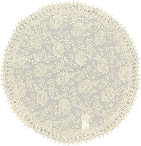 HOME ZEN HOUSEHOLD LINEN TOVAGLIA COPRITAVOLO CENTROTAVOLA RUNNER PIZZO MACRAME' LUSSO (ROTONDO DIAMETRO 90CM, DISEGNO FELCE COLORE CREMA)