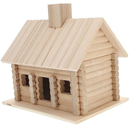 SUPVOX Garden Cabin Shape Adornment Balcony Rustic Hut Decor Wooden Bird House Bird House Decorations for Garden