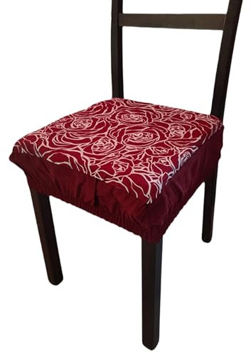 SalGiu Cuscini Sedia Con Fascia Elastica (set da 6) Fantasia Floreale Rosa Stilizzata Imbottito Sfoderabili 40x40 (Bordeaux)