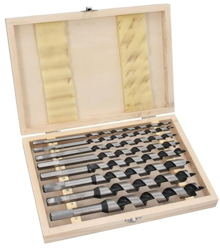GEPCO 8-tlg Schlangenbohrer Set Holzbohrer Spiralbohrer Balkenbohrer Bohrer extra lang 230 mm