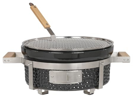 Round Japanese Yakitori Hibachi Charcoal Ceramic Grill, Indoor Outdoor BBQ Grill Barbecues Oven for Camping Hiking, Gift for Mother's Day Thanksgiving Valentine Christmas