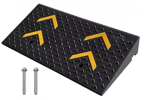 Bordsteinrampe 39,37 Zoll breite Gummi-Bordsteinrampe, Schwellenrampe für PKW-LKW-Rollstühle, geeignet für eine Steighöhe von 3,9 bis 5,9 Zoll (Color : Black, Size : 100x50x14cm)